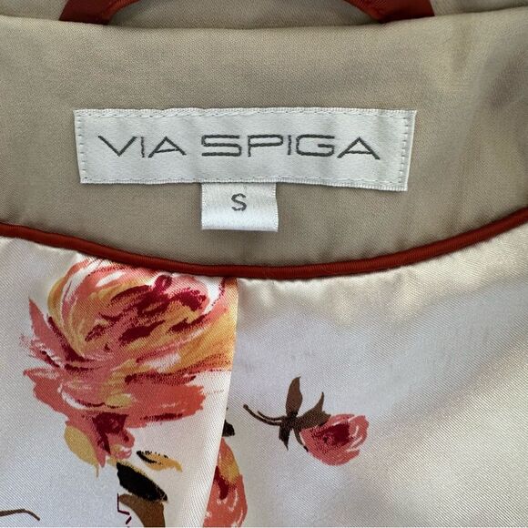 VIA SPIGA Classic Trench Coat SZ S Stone Lined Belted Pockets Vented Raincoat - Picture 13 of 16
